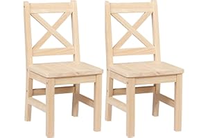 eHemco Solid Hard Wood X Back Kids Chair, Unfinished, Set of 2