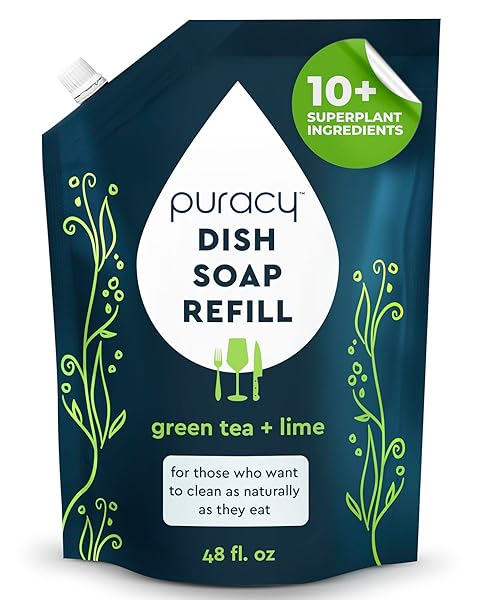 PURACY NATURAL DISH SOAP REFILL, SKIN-SOFTENING PLANT-BASED LIQUID...