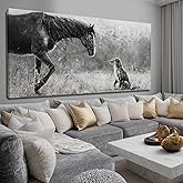 Artexist Horse Canvas Wall Decor Grey Wall Picture Modern Wall Hangings Decor 29"x58" Canvas Wall Art for Bedroom Kitchen Artwork