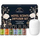 Waterless Rechargeable Waterless Diffuser &ndash; Hotel Collection Diffuser Set with 6 Hotel Essential Oils &ndash; Two Intensity Modes &ndash; Home &amp; Office Fragrance Machine