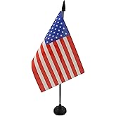 United States Table Flag 4'' x 6'' - USA - US - American Desk Flag 15 x 10 cm - Black plastic stick and base - AZ FLAG