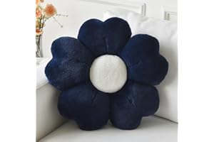 Ddliury Flower Pillow, Flower Shaped Pillow Decorative Throw Pillows for Bed Couch, Cute Daisy Pillow Dorm Decor Floor Seating Cushion (Navy Blue, 15 Inches)