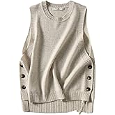 Mingzhu Womens Sleeveless Round Neck Pullover High Low Ribbed Knit Sweater Vest