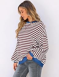 UEU Womens Oversized Colorblock Sweatshirt Casual