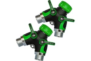 Set of 2 Y Hose Splitters 2 Way, Hose Connector Garden Outdoor Faucet -Water Tap Garden Hose Shut Off Valve Connector for Law