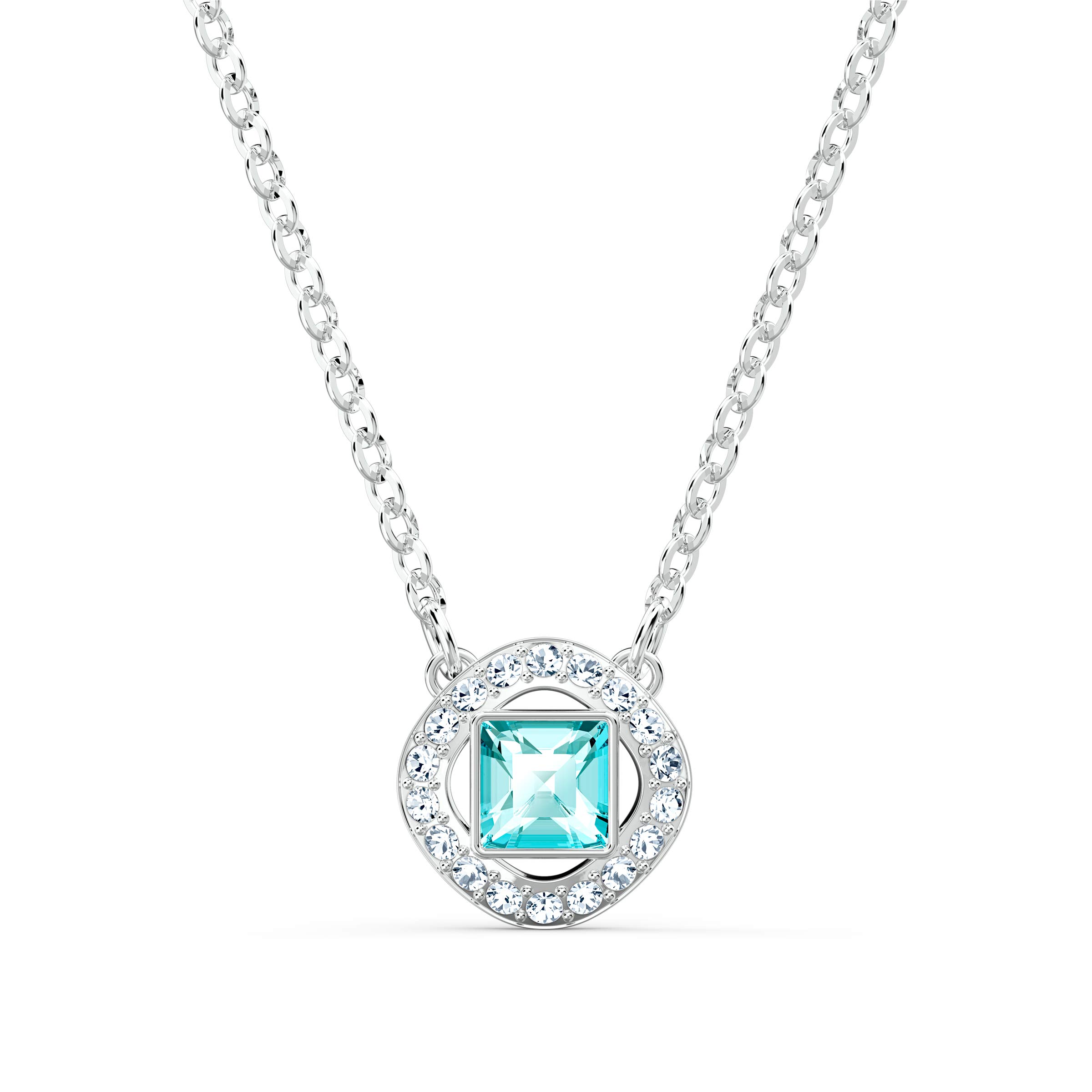 Swarovski Angelic Square necklace, Blue, Rhodium plated, from Swarovski Angelic Square Collection