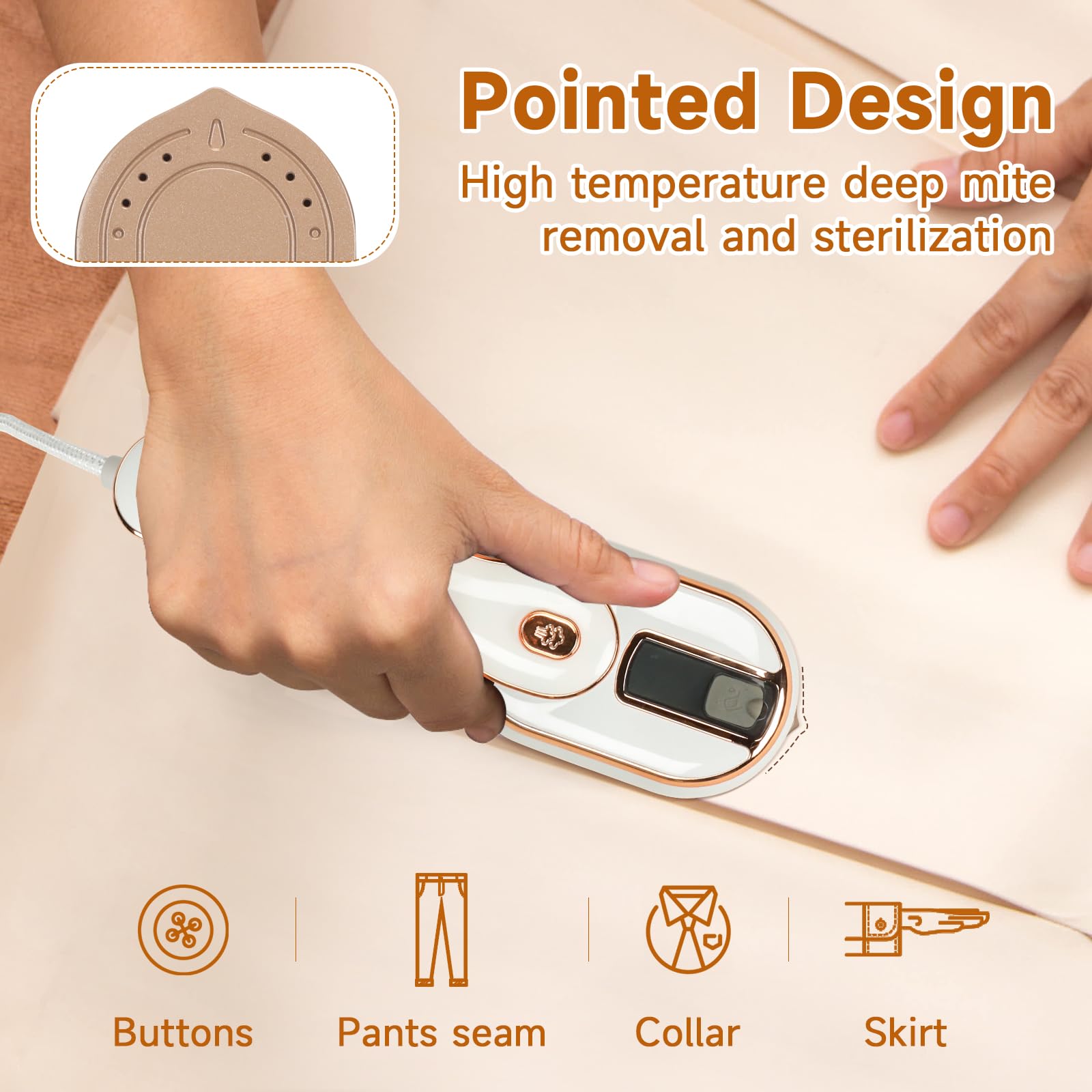 AWESQCQ Micro Steam Iron for Clothes, Portable Handheld Travel Garment Steamers with Dry & Wet Ironing, 1000W 20S Fast Heat Up Steaming, Rotating Foldable Mini Garment Steamer Machine (1PCS, White)