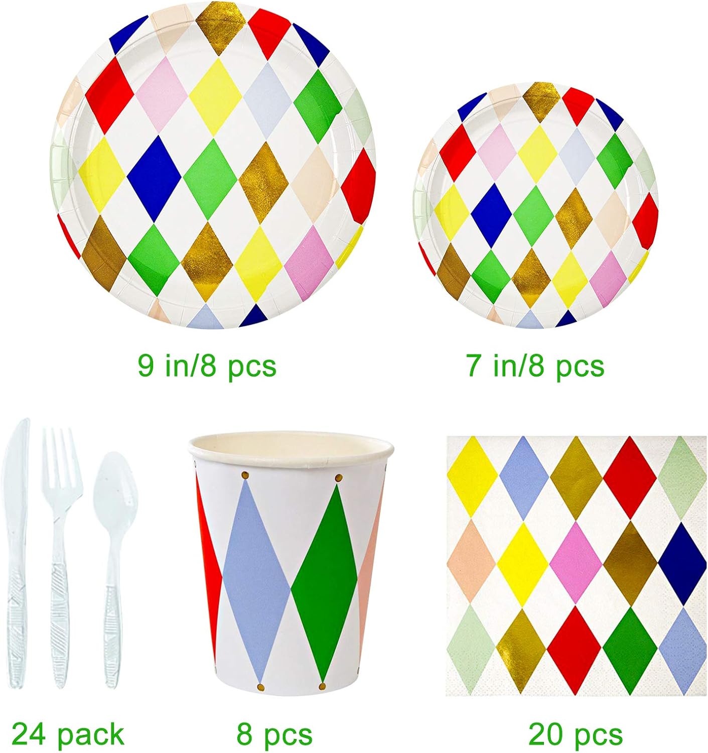 Rainbow Party Supplies set, 68PCS Rainbow Party disposable tableware including dinner plates, straws, napkins, carton cups, suitable for children's birthday parties, rainbow theme party decorations: Toys & Games