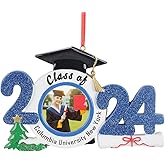 Personalized Graduation Christmas Ornament 2025, Graduation Photo Frame, Class of 2025 College Graduation Keepsake for Graduate, High School, College, PHD, Med School, Bachelor Master's Degree - Blue