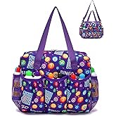 HACHMAS Bingo Bag with Pockets for Daubers &amp; Dabbers Purple | Portable Bingo Tote Bag for Loter&iacute;a, Accesorios de Bingo &amp; Dobbers