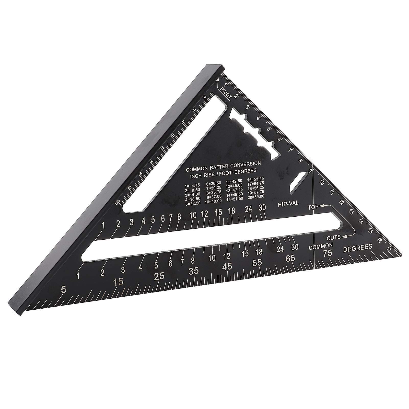 TOPINCN 7 Inch Aluminum Alloy Black Triangle Ruler Square Protractor High Precision Measurement Ruler Tool for Engineer Carpenter(Metric System)