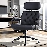 Ai-Luxchairy Office Chair Big and Tall 500lbs, Desk Chair Comfy, Oversized Computer Gaming Chair Extra Wide, Executive PU Leather Heavy Duty, High Back Swivel Rocking Chairs with Wheels for Home,Black