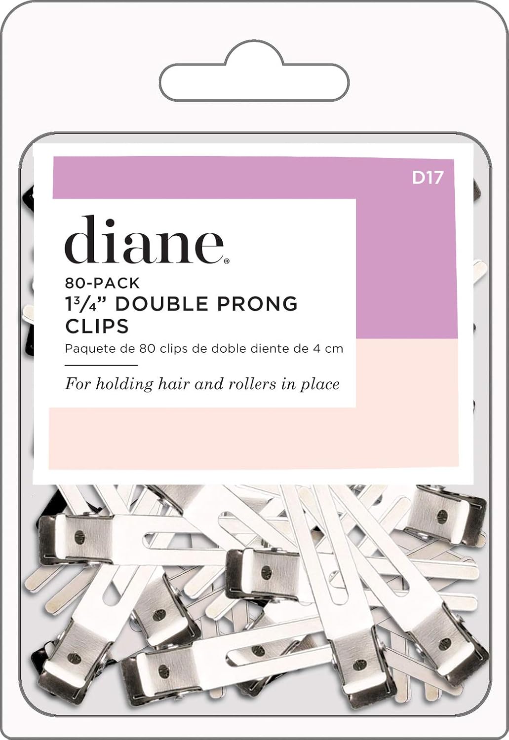 Diane Double Prong Clips 80 Clips, Silver, Pack of 80 (D17) : Hair Clips : Beauty