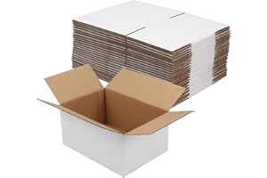 Hoikwo 10x7x5 Inches Small White Shipping Boxes Set of 25, Sturdy Cardboard Boxes for Small Business for Packaging Mailing