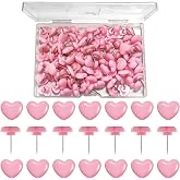 100 Pcs Thumb Tacks Pink Push Pins 0.47 Inch Heart Push Pins for Cork Board Flat Head Thumb Tacks for Bulletin Board Posters Photos Postcards Maps Office Home Decorative
