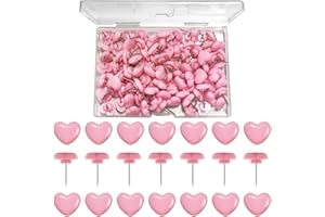 Aphrordity 100 Pcs Thumb Tacks Pink Push Pins 0.47 Inch Heart Push Pins for Cork Board Flat Head Thumb Tacks for Bulletin Board Posters Photos Postcards Maps Office Home Decorative
