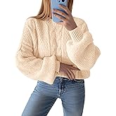 Saodimallsu Womens Oversized Cable Crewneck Sweaters 2025 Fall Long Sleeve Ribbed Knit Pullover Loose Jumper Tops