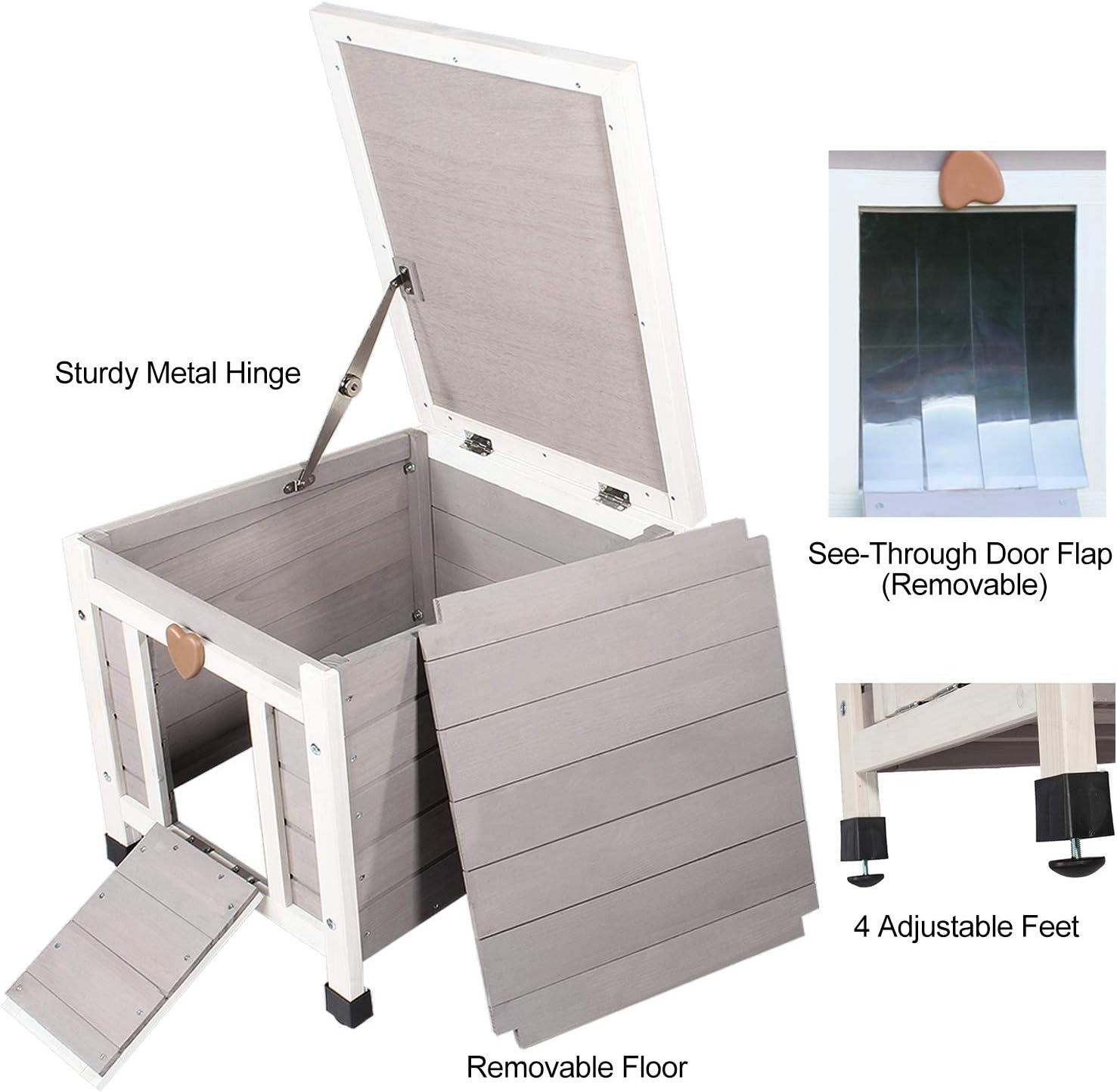 HiCaptain Cat Shelter Outdoor Rabbit Hutch Weatherproof Wooden Small Animal House: Pet Supplies