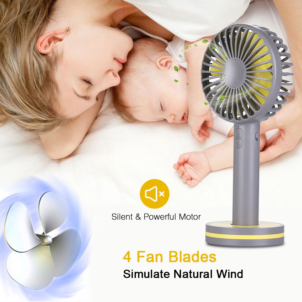 Idealife Portable Fan Mini Personal Fan Handheld Fan USB Rechargeable Battery Operated Fan with 3 Adjustable Speeds Mirror Base Small Powerful Hand held Fan for Desk Table Home Office Travel Outdoor