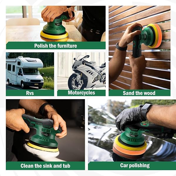 BATOCA S3 CORDLESS CAR BUFFER POLISHER – 2PCS 2.0AH 11.1V LITHIUM-ION RECHARGEABLE BATTERY POWERED BRUSHLESS POLISHER WITH 6 VARIABLE SPEED, DA ORBITAL BUFFER FOR CAR DETAILING, POLISHING, WAXING