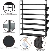 OYREL 7 Tier Shoe Rack 28-35 Pairs Large Organizer Black with Side Bag view 7