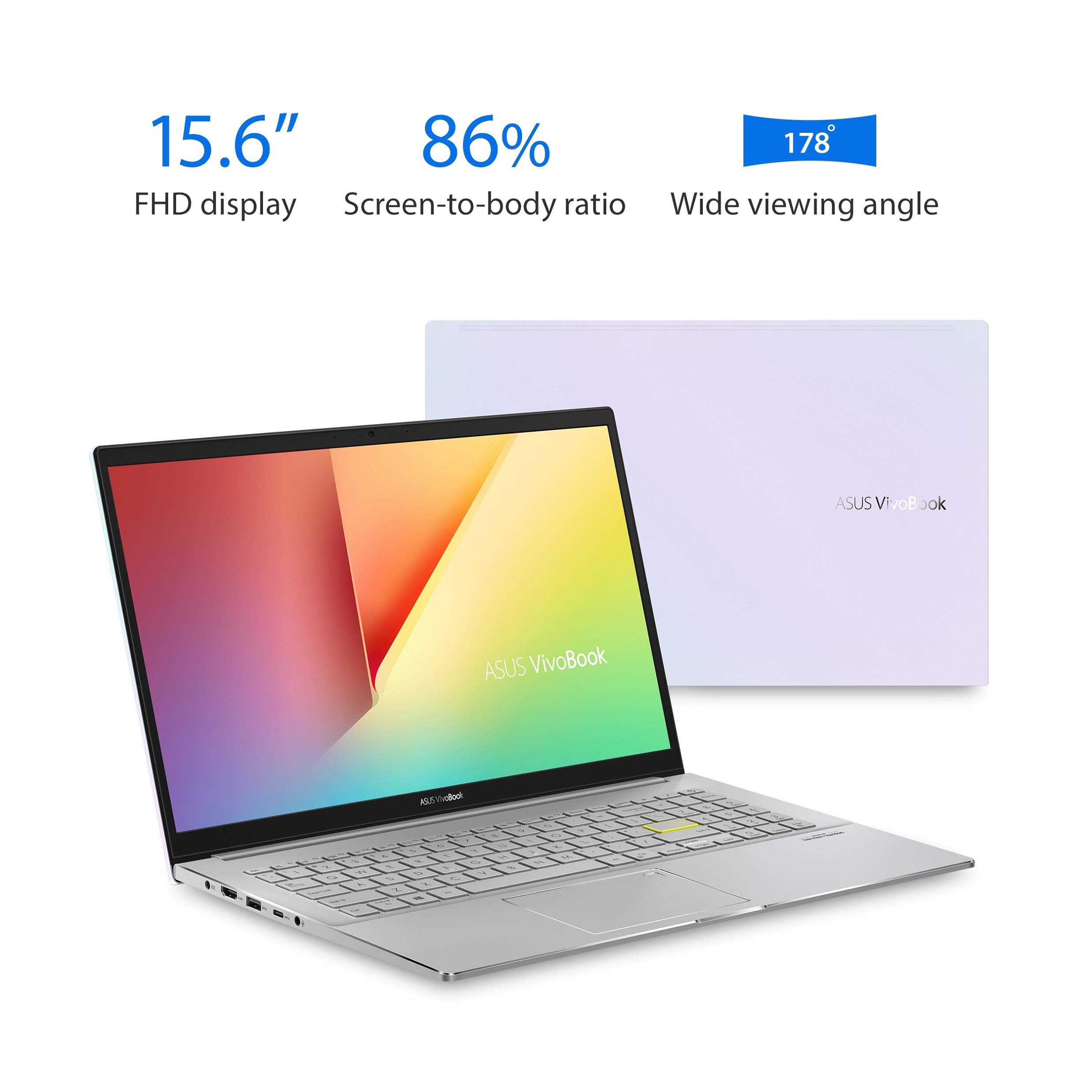 ASUS VivoBook S15 S533 Thin and Light Laptop, 15.6” FHD Display, Intel Core i5-10210U CPU, 8GB DDR4 RAM, 512GB PCIe SSD, Windows 10 Home, Dreamy White, S533FA-DS51-WH