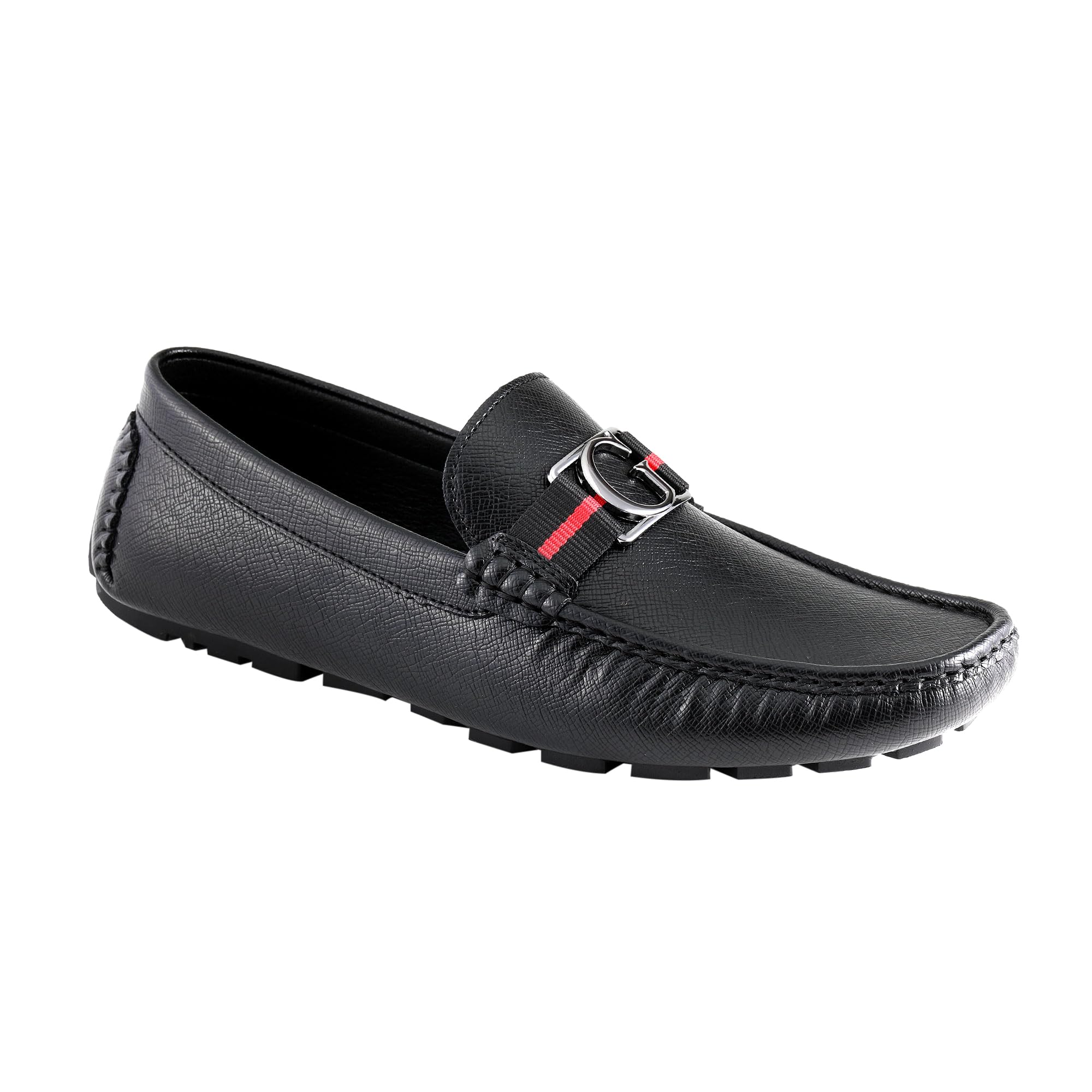 Guess Men’s ASKERS Driving Style Loafer, Black Saffiano 004, 10.5