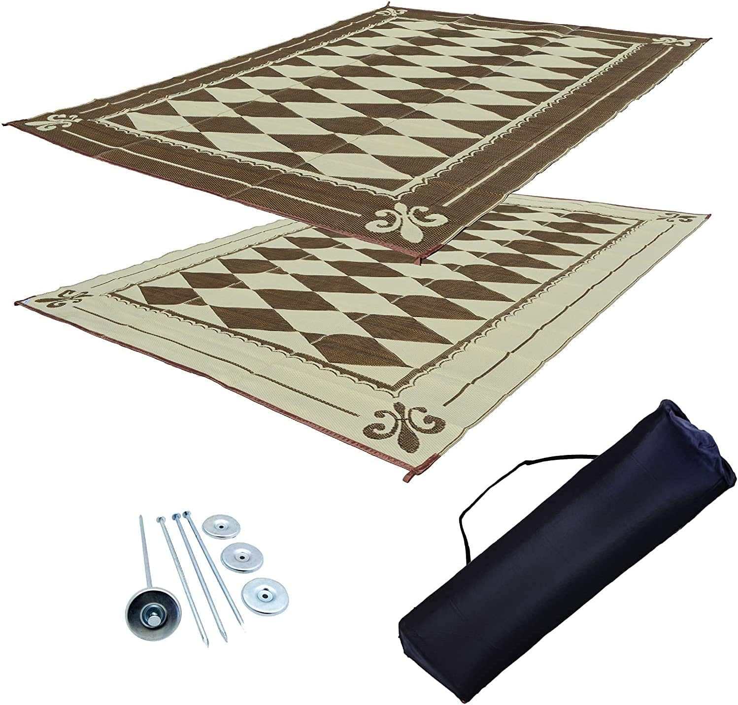Amazoncom Rv Patio Mat Awning Mat Trailer Mat Rv Mat Brown And Beige Regal Diamond 9x12 Everything Else