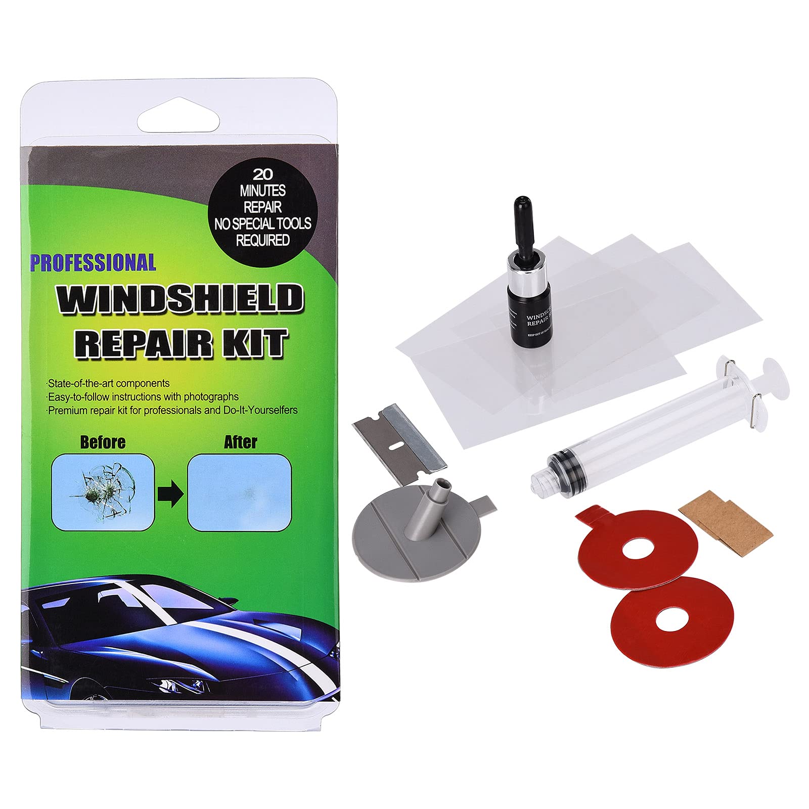 belupai Car Windshield Repair Kit Auto Glass Windscreen Repair Set Auto Car Windshield Glass DIY Repair Tools Kit
