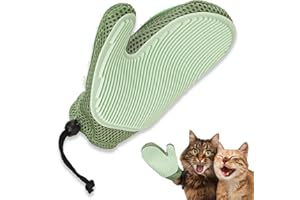 Mollypaws 2 in 1 Pet Fur Glove & Cat Hair Remover Glove, Dog Grooming Glove Brush for Shedding, Massage, Efficient Pet Hair Remover Mitt for Couch, Carpet [Green/Single]