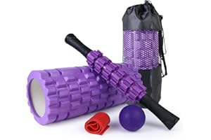 SUBCULTUREPICK 5 in1 Foam Roller Set, Trigger Point Foam Roller, Massage Roller Stick, Massage Ball, Resistance Band for Deep Muscle Massage Pilates Yoga,Fitness Exercise for Whole Body