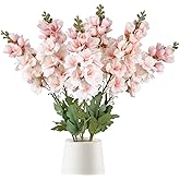 Fqueelvys 6PCS Pink Gladiolus Artificial Flowers 33.5in Long Stem Fake Silk Flowers Faux Gladiolus for Tall Vases Wedding Home Party Centerpieces Table Decor Floral Arrangements (Light Pink)