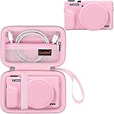 Canboc Case for Canon PowerShot G7X Mark III Digital Camera, 1* Hard Carrying Case + 1* Soft Silicone Cover with Removable Lens Cover, Pink (Case Only)