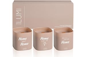 LUMI BRAND Set of 3 Scented Soy Candles Gift Set | Home Collection | 3 Scented Candles - White Musk, Bamboo Forest, and Peony Garden | Crackling Wood Wick | Clean Burn | 50+HR Burn Time, 9.8oz Each