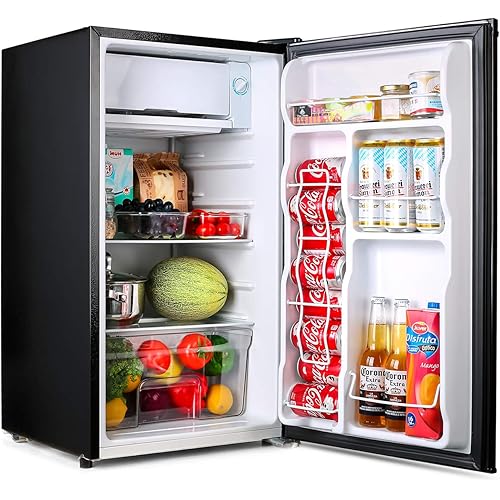 Compact refrigerator, TACKLIFE Mini Fridge with Freezer, 3.2 Cu.Ft, Silence, 1 Door, Black, Ideal Small Refrigerator for Bedroom, Office, Dorm, RV - MPBFR321