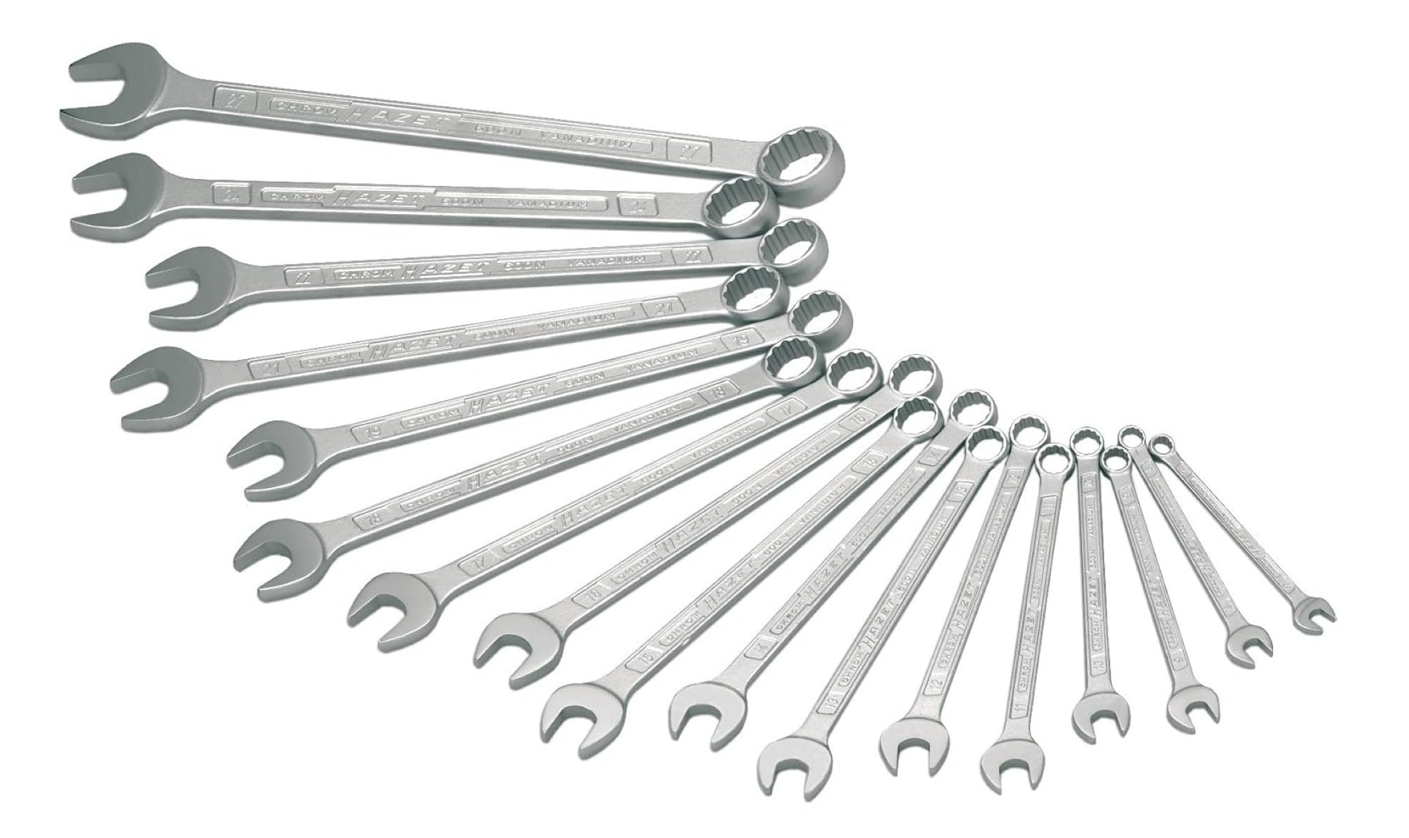 HAZET 600N/17N 12-Point Traction Profile Combination Wrench Set - Chrome-Plated