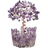 Jovivi Natural Amethyst Crystal Tree Wire Wrapped Chipped Gemstone with Resin Crystal Base,Feng Shui Bonsai Money Tree Handmade Spiritual Healing Crystals Decor Home Ornament