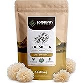 Organic Tremella Mushroom Powder Supplement 100g | Pure Fruiting Body 10:1 High Strength Snow Fungus Extract | 10% Beta-D Glucans | 16,600mg Raw Equivalent Per Serving | Skin Hydration & Brain Support