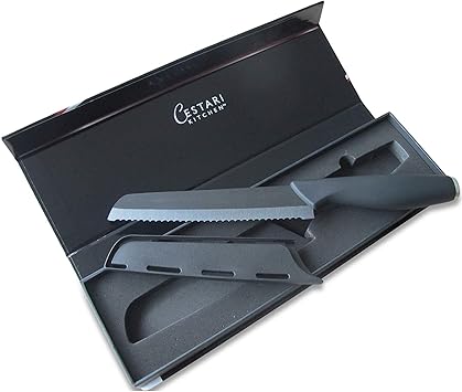 Cestari Premium Black 6 inch Utility Knife with Safety Knife Sheath in Luxury Gift Box