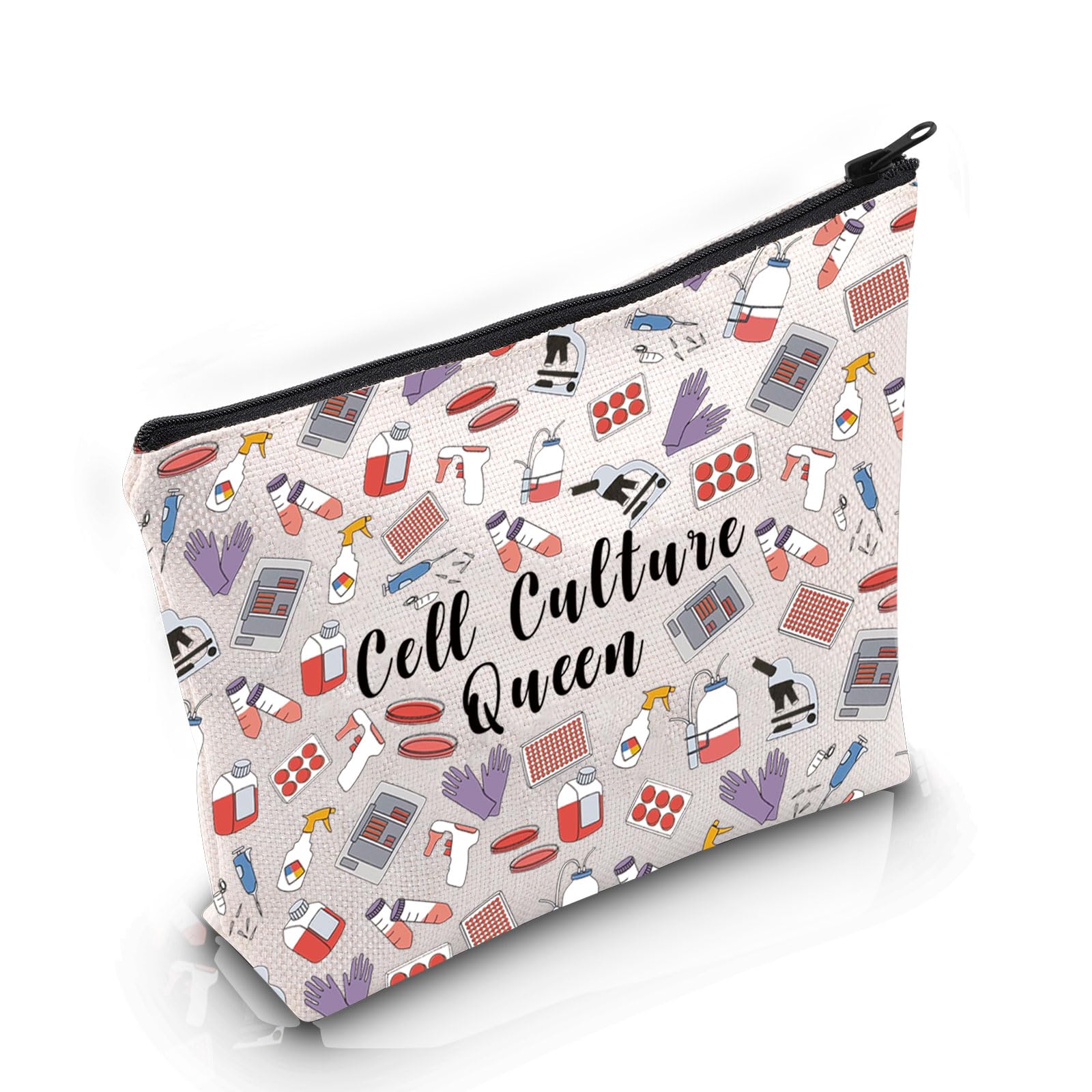 PYOUL Microbiologist Appreciation Gift Cell Culture Queen Makeup Bag Lab Tech Cosmetic Bag Biologist PhD Graduation Gift (Culture Queen Bag)