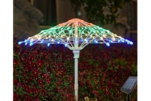 IJG Outdoor Solar Lights, 2 Pack Waterproof LED Garden Lights Solar Powered, Landscape Light Garden Decor, Colorful Outside Decorations for Lawn, Backyard, Patio (Multicolor)