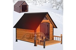 SUUMERPETY Dog House Outdoor, Insulated Dog Kennel Outside for Large Breed, 50.87" L Weatherproof Large Dog Shelter with Anti-Chewing Iron Frame (Brown, 50.87" D x 37.44" W x 37.2" H)