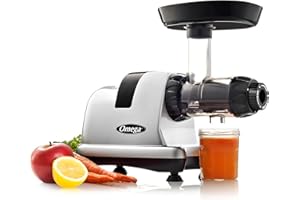 Omega J8006HDS Nutrition Center Quiet Dual-Stage Slow Speed Masticating Juicer Makes Fruit and Vegetable Juice at 80 Revoluti