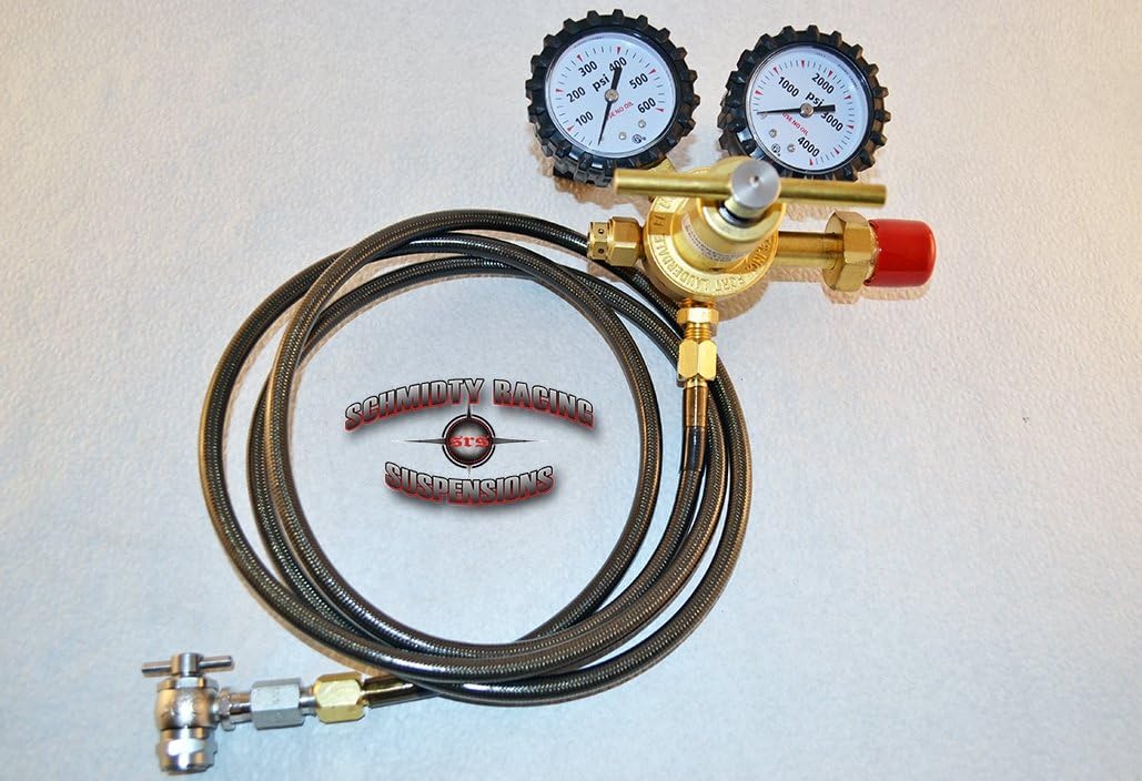 Nitrogen Regulator Shock Fill Kit 400PSI Stainless Hose 8