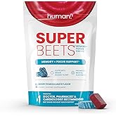 Humann SuperBeets Brain Supplements for Memory and Focus Chews, Mental Alertness, Clinically Studied Nootropics, Resveratrol Supplement Plus Beet Root Powder, Blueberry Pomegranate Flavor, 30 Count