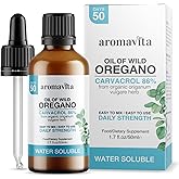 AROMAVITA Water Soluble Wild Oregano Oil Organic Liquid Drops - Oregano Oil for Healthy Gums and Sore Throats, Digestive and Immune Support, Respiratory Health