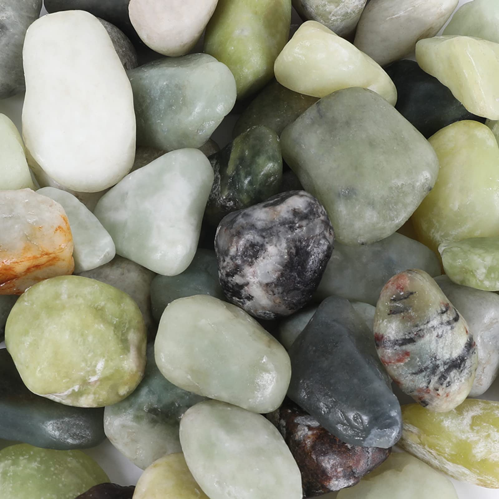Photo 1 of Ausluru 5lbs Natural River Rocks, Polished Pebbles for Plants Garden, 1-2 inch Decorative Jade Stones, Ideal for Fish Tank, Vases, Crafting, Home Decor and Garden Landscaping Rocks,Jade