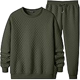 JMIERR Men's Quilted 2 Piece Casual Outfits Crewneck Sweatshirt Tracksuit & Joggers Sweatpants Sweatsuit Set
