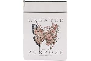 CSHVJ Butterfly Bible Book Cover & Pouch - Inspiratiobal Christian & Religious Gifts for Women - Zipper & Front Pocket