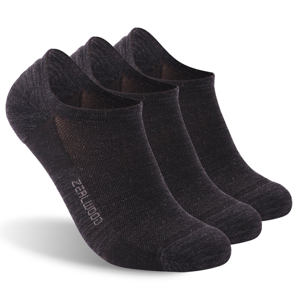 Athletic Running Socks ZEALWOOD Unisex Merino Wool No Show Antibacterial Running Socks 1 3 Pairs